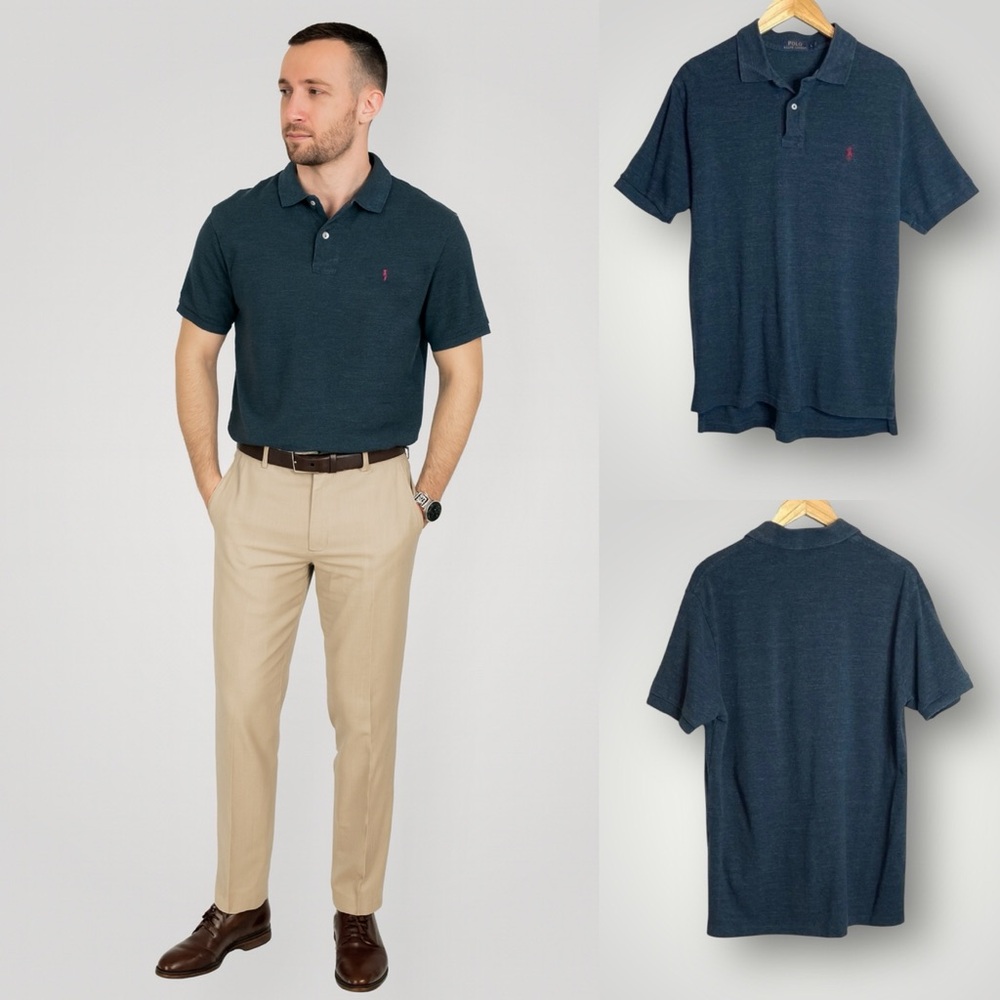 Polo Ralph Lauren | Polo Short Sleeve Golf Heathered Navy Red Logo